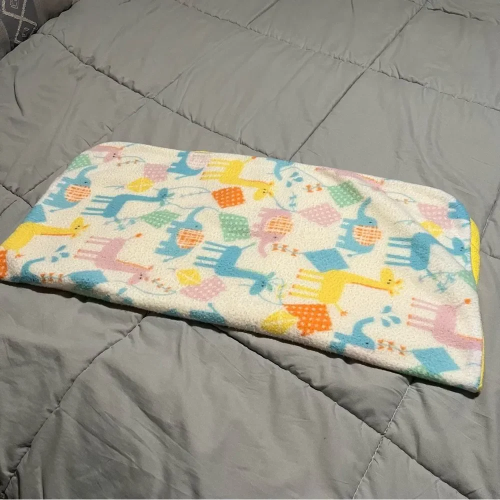 Fleece Baby Blanket Multicolor Animal Print Elephant Giraffe Security 28X28